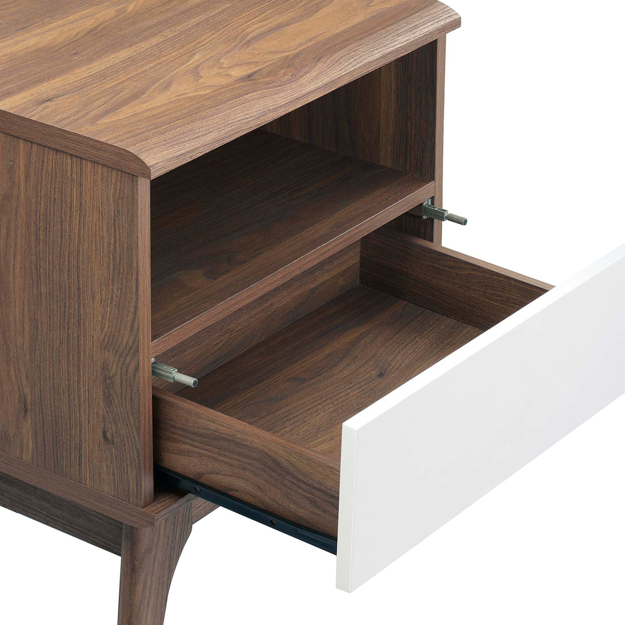 Lunel Nightstand, Walnut & White