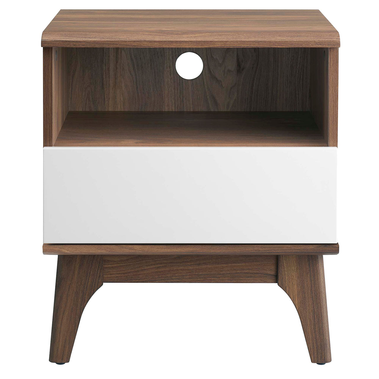 Lunel Nightstand, Walnut & White