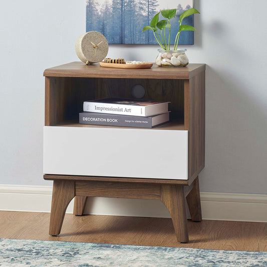Lunel Nightstand, Walnut & White