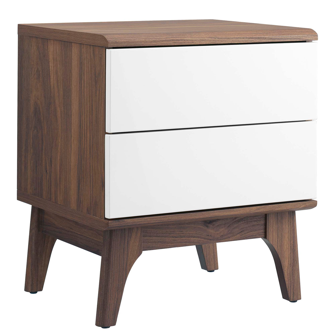 Lunel 2-Drawer Nightstand, Walnut & White