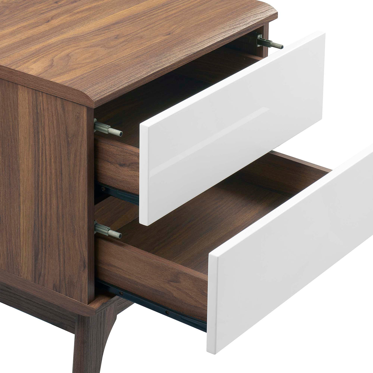 Lunel 2-Drawer Nightstand, Walnut & White