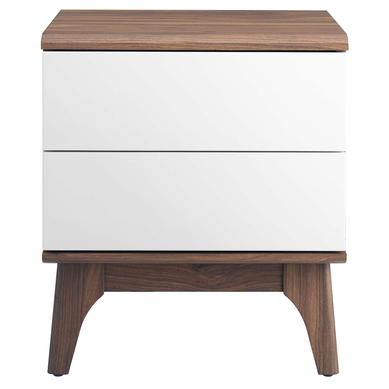 Lunel 2-Drawer Nightstand, Walnut & White