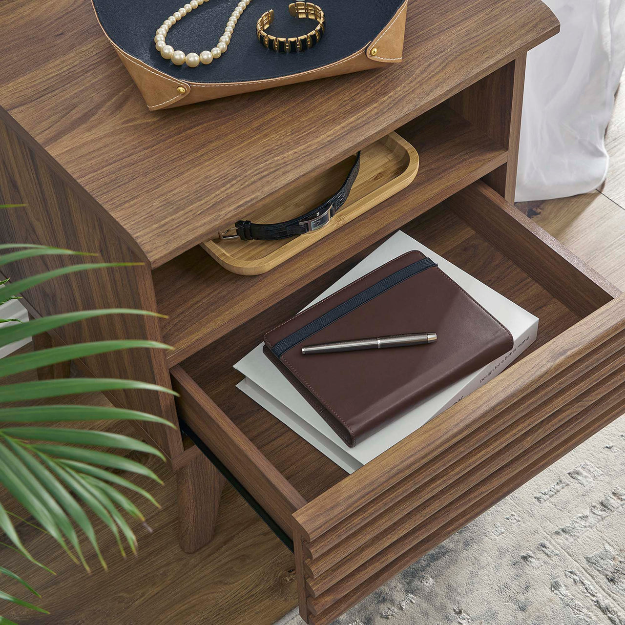 Ventra Display Nightstand, Small, Walnut