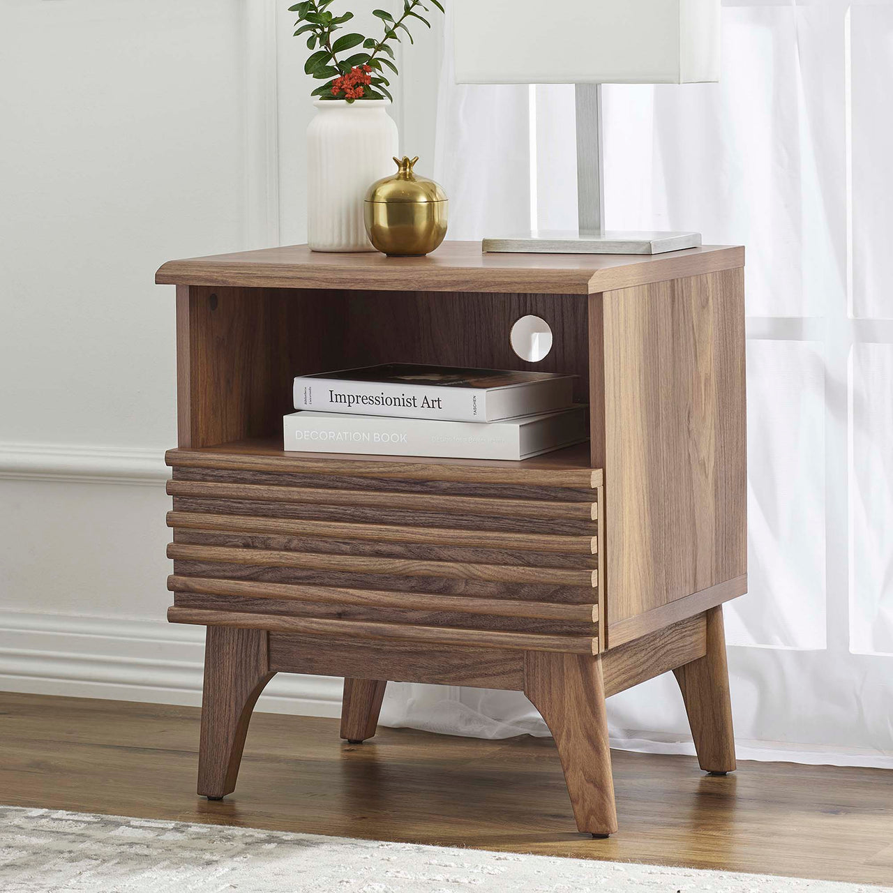 Ventra Display Nightstand, Small, Walnut