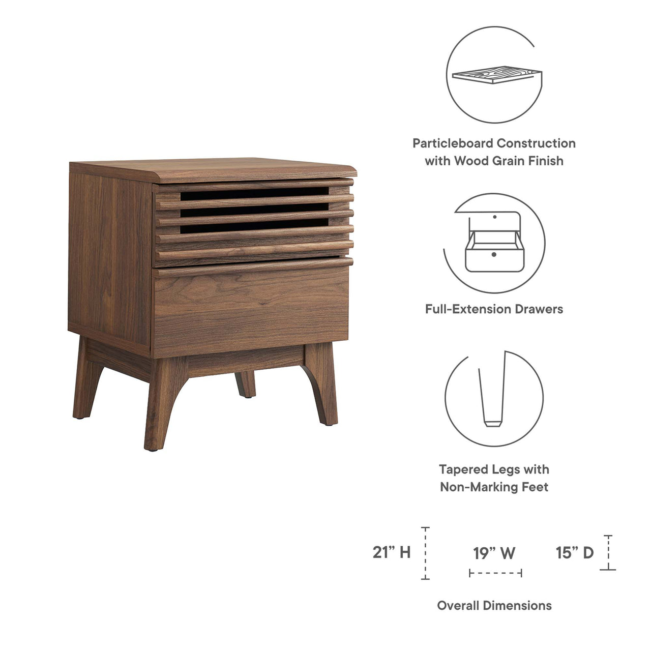 Ventra Nightstand, Small, Walnut