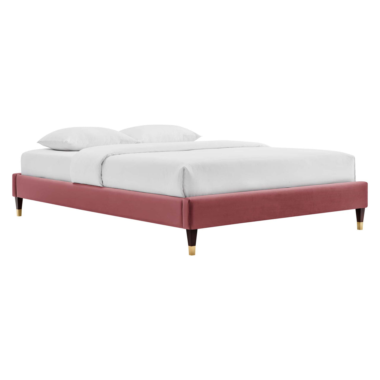 Chalette Velvet King Platform Bed, Dusty Rose