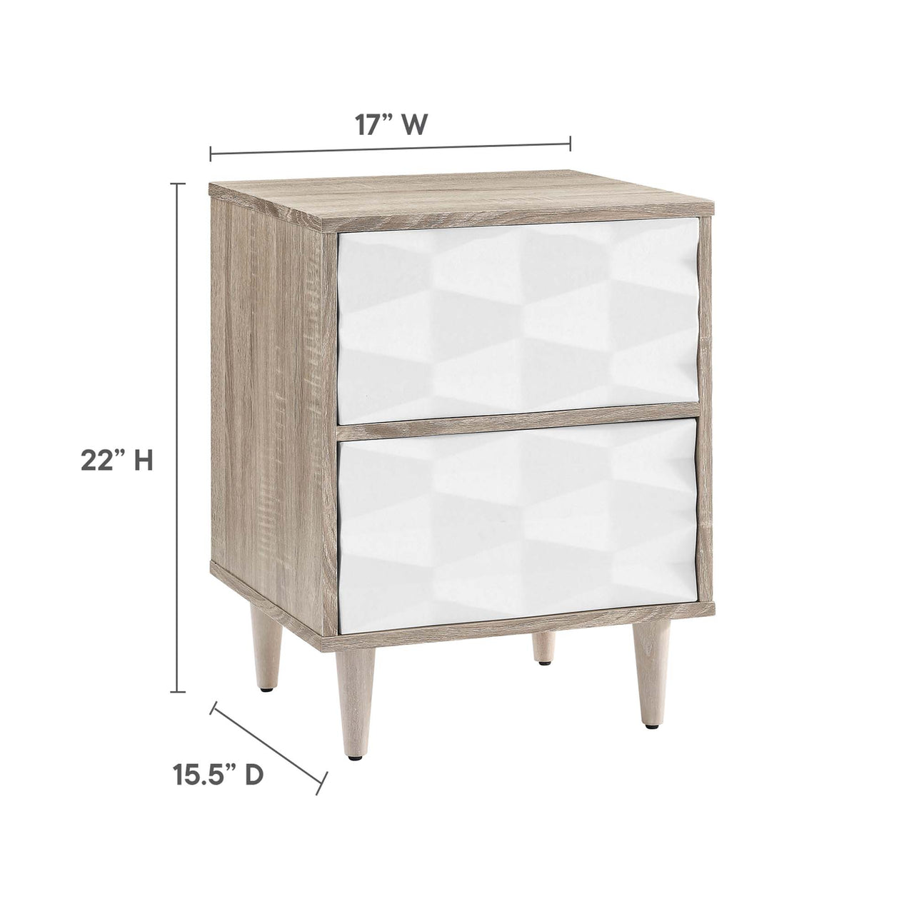 Cymber Nightstand, Oak & White