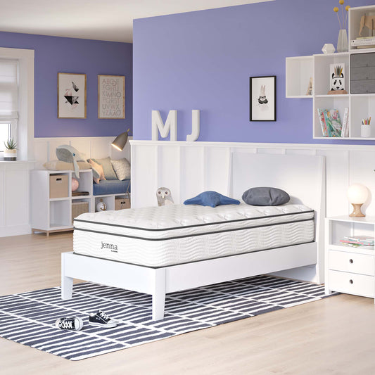 12" Hybrid Twin Mattress, JENH12, White