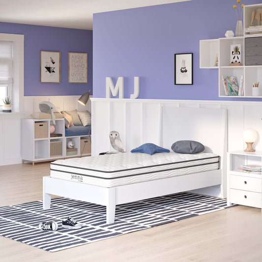 6" Hybrid Narrow Twin Mattress, JENH6, White