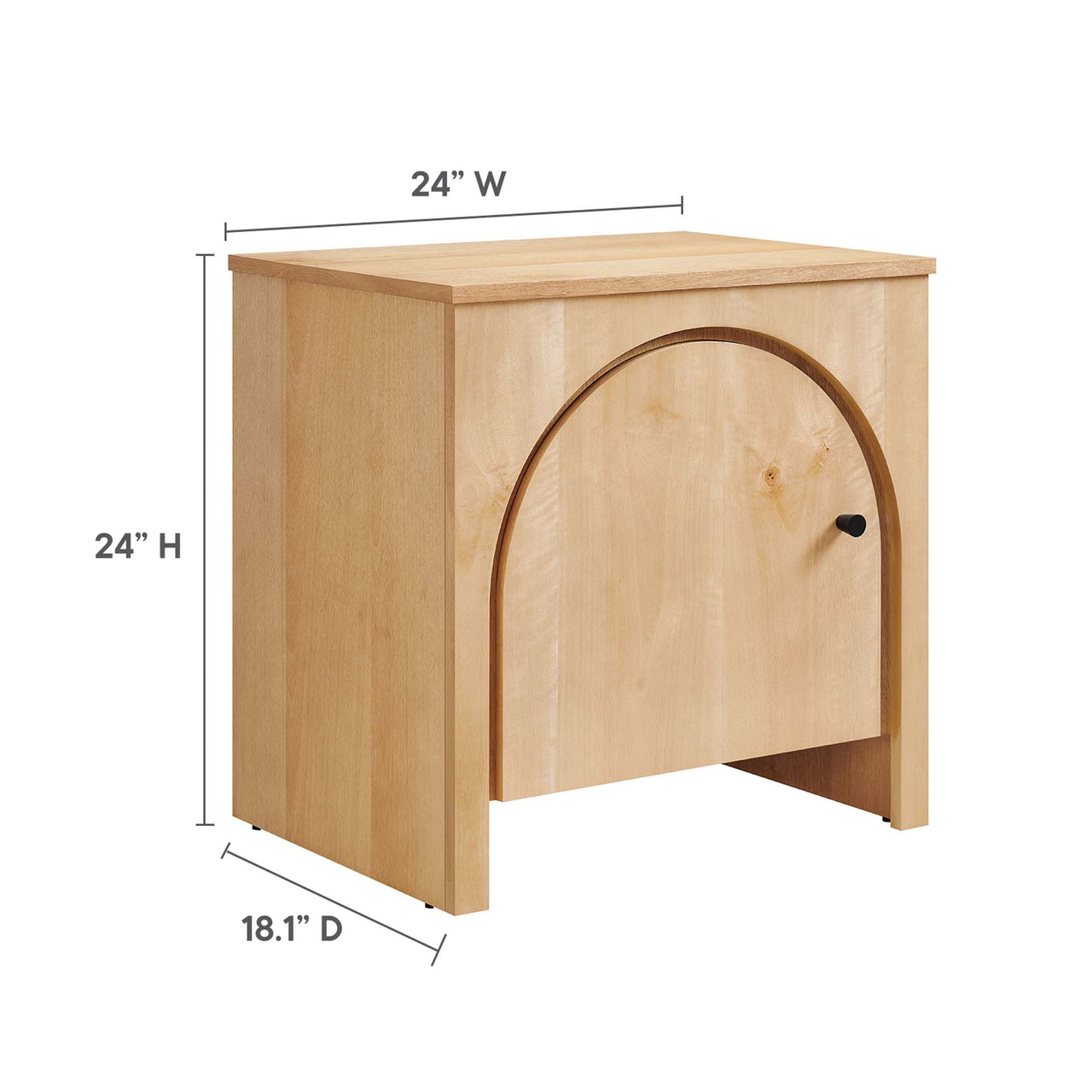 Revina Arched Door Nightstand, Oak