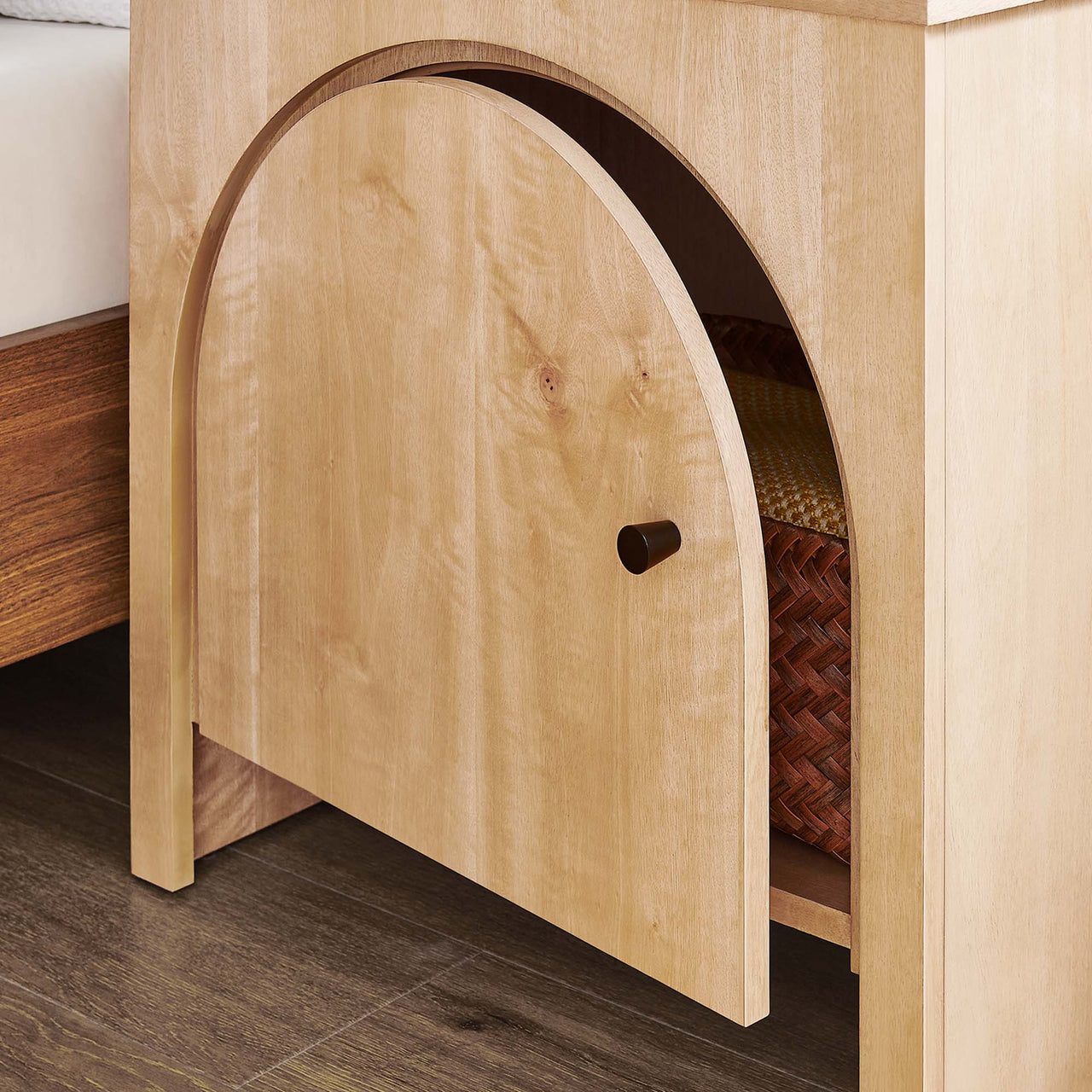 Revina Arched Door Nightstand, Oak
