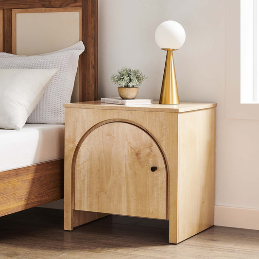 Revina Arched Door Nightstand, Oak