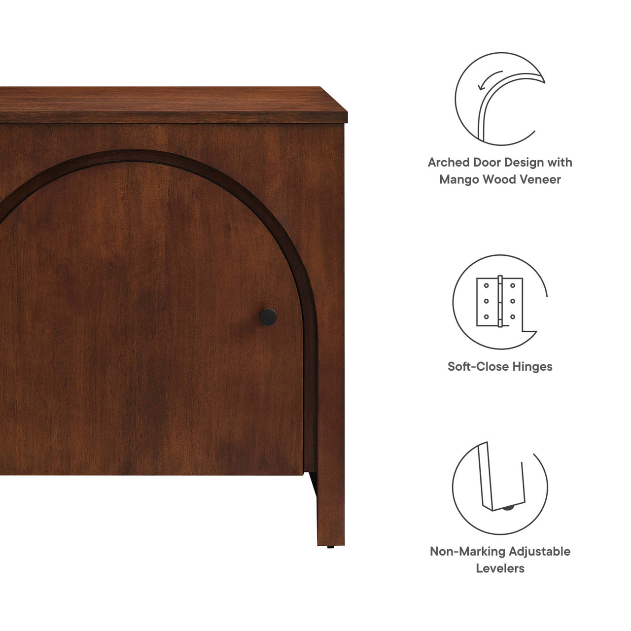 Revina Arched Door Nightstand, Walnut