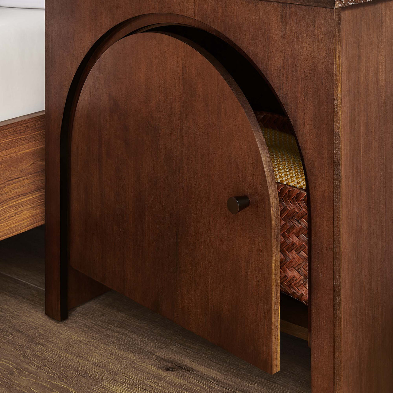Revina Arched Door Nightstand, Walnut