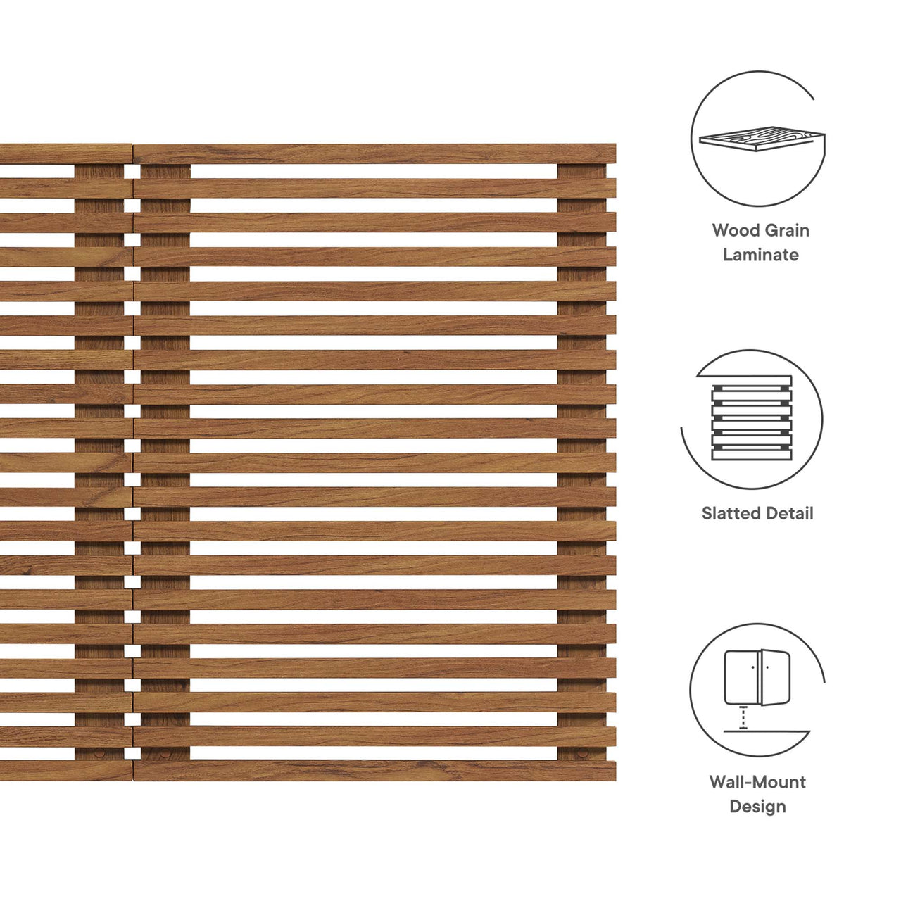 Ventra Wall Mount Queen Headboard, Walnut