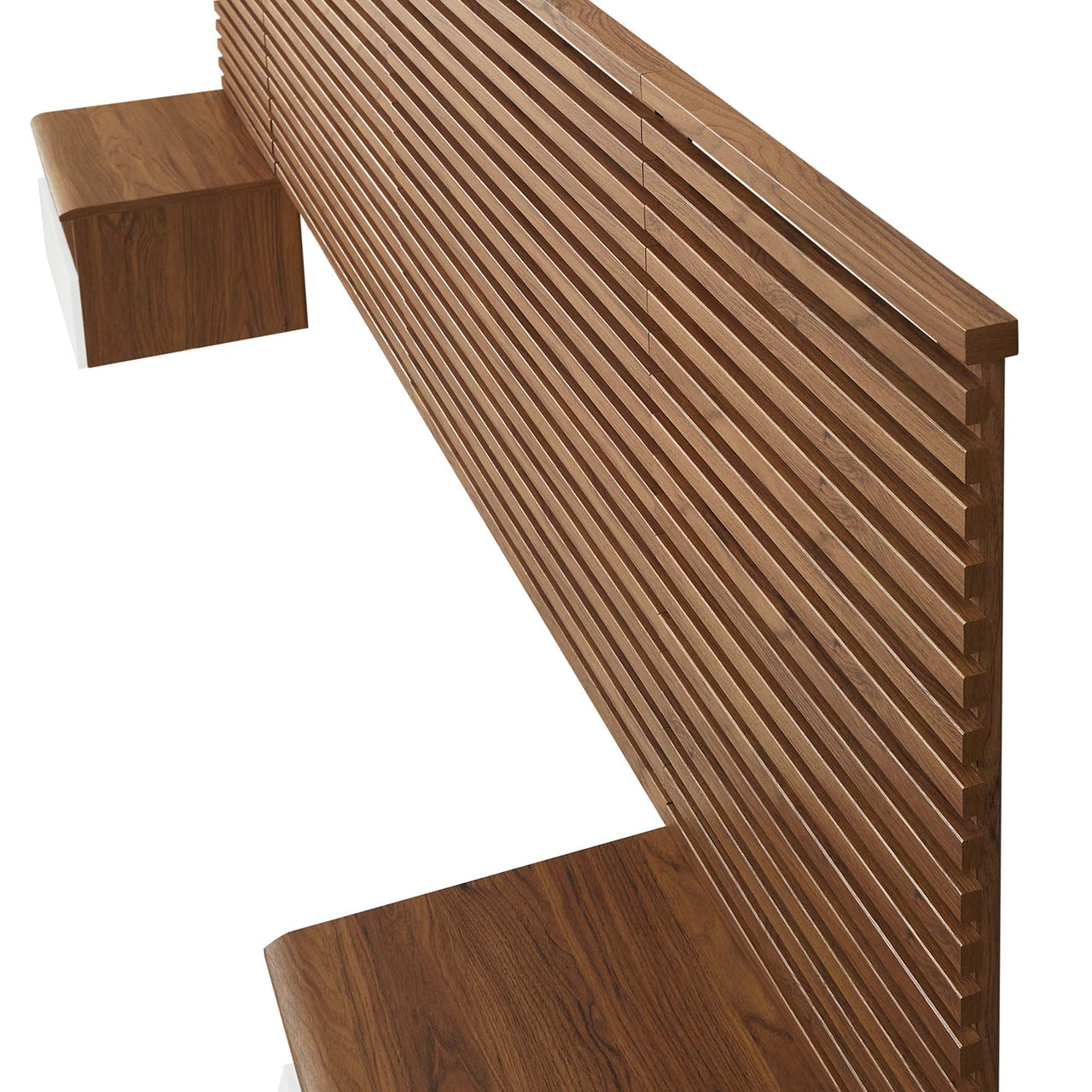 Ventra Wall Mount King Headboard and Modern Nightstands, Walnut