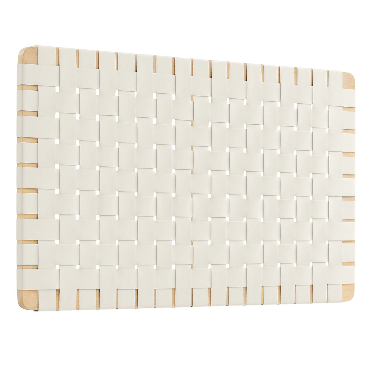 Bravura Floating Strapped Twin Headboard, Natural Wood & Beige