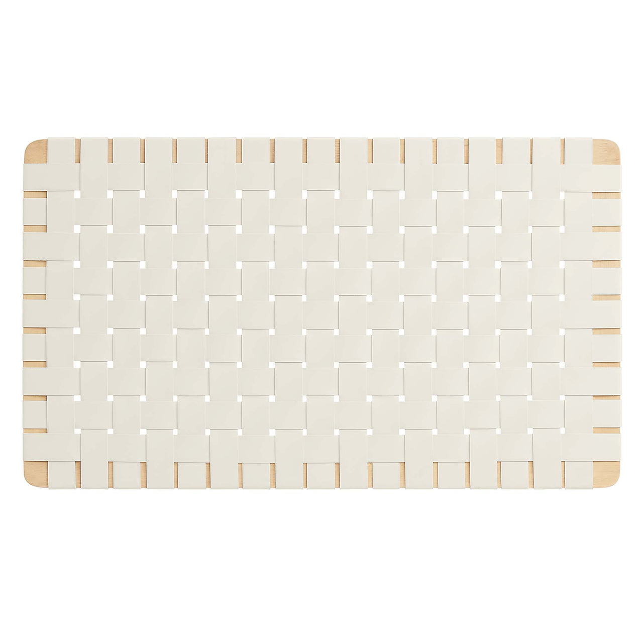 Bravura Floating Strapped Twin Headboard, Natural Wood & Beige