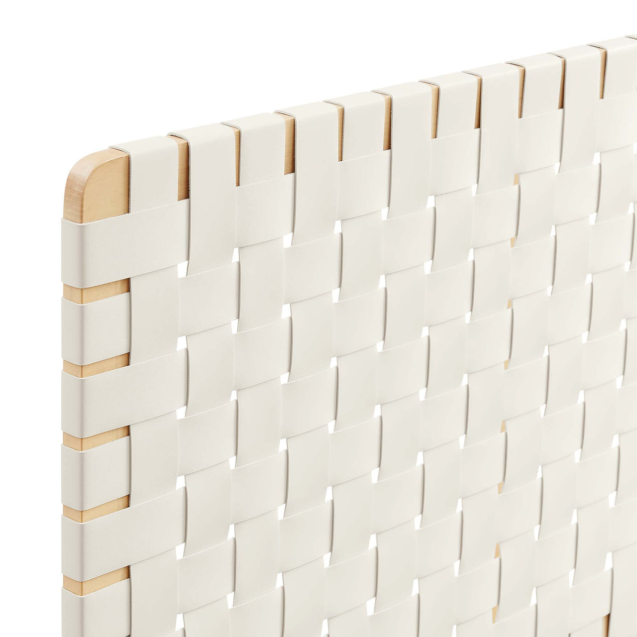 Bravura Floating Strapped Twin Headboard, Natural Wood & Beige