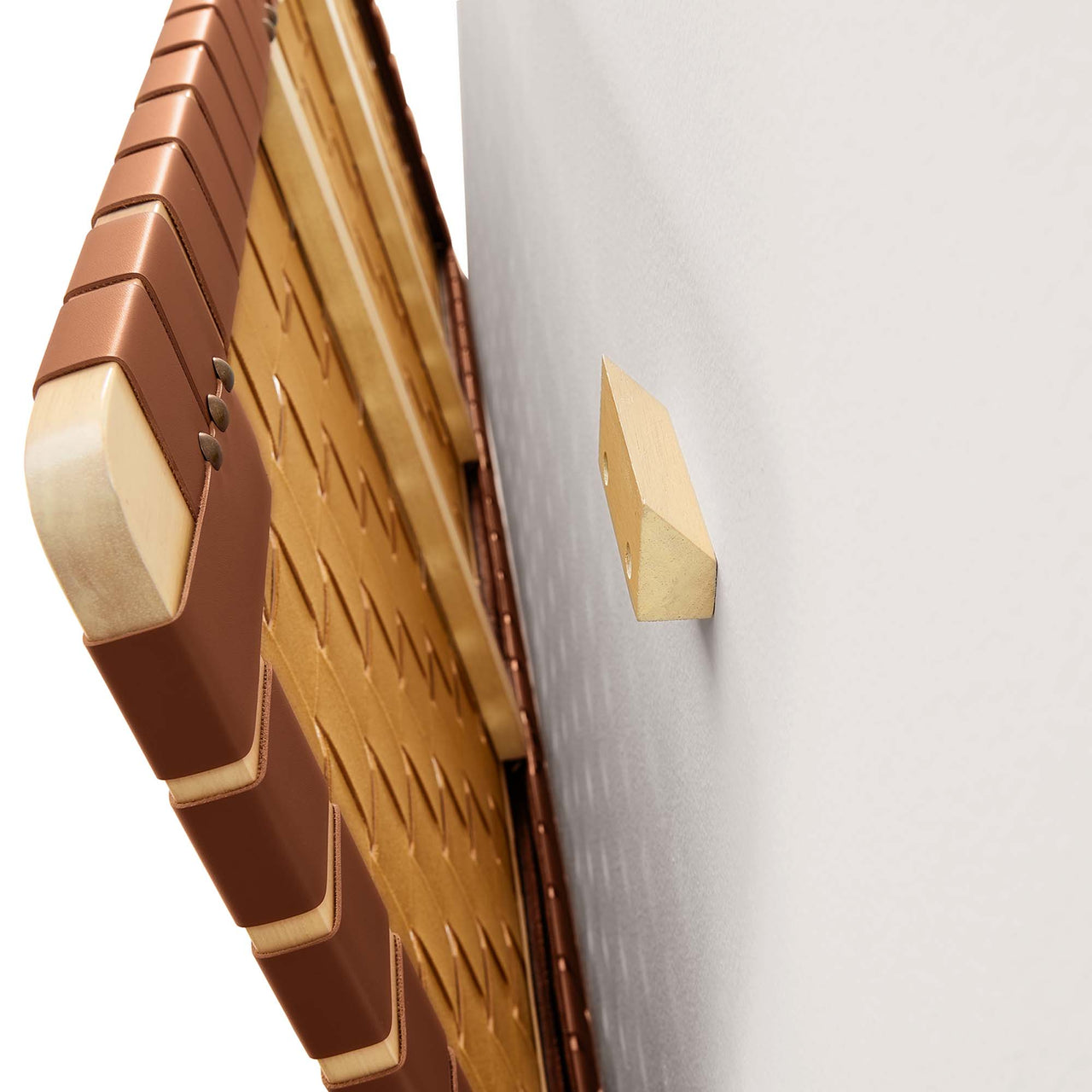 Bravura Floating Strapped Twin Headboard, Natural Wood & Brown