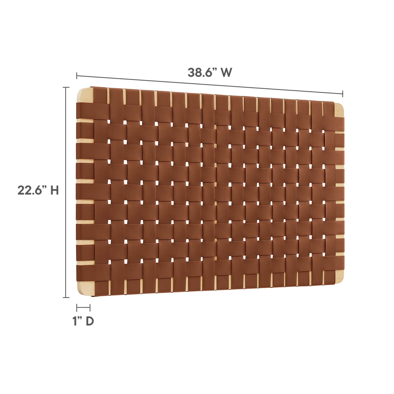Bravura Floating Strapped Twin Headboard, Natural Wood & Brown