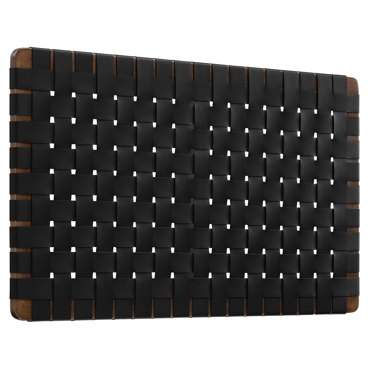 Bravura Floating Strapped Twin Headboard, Walnut & Black