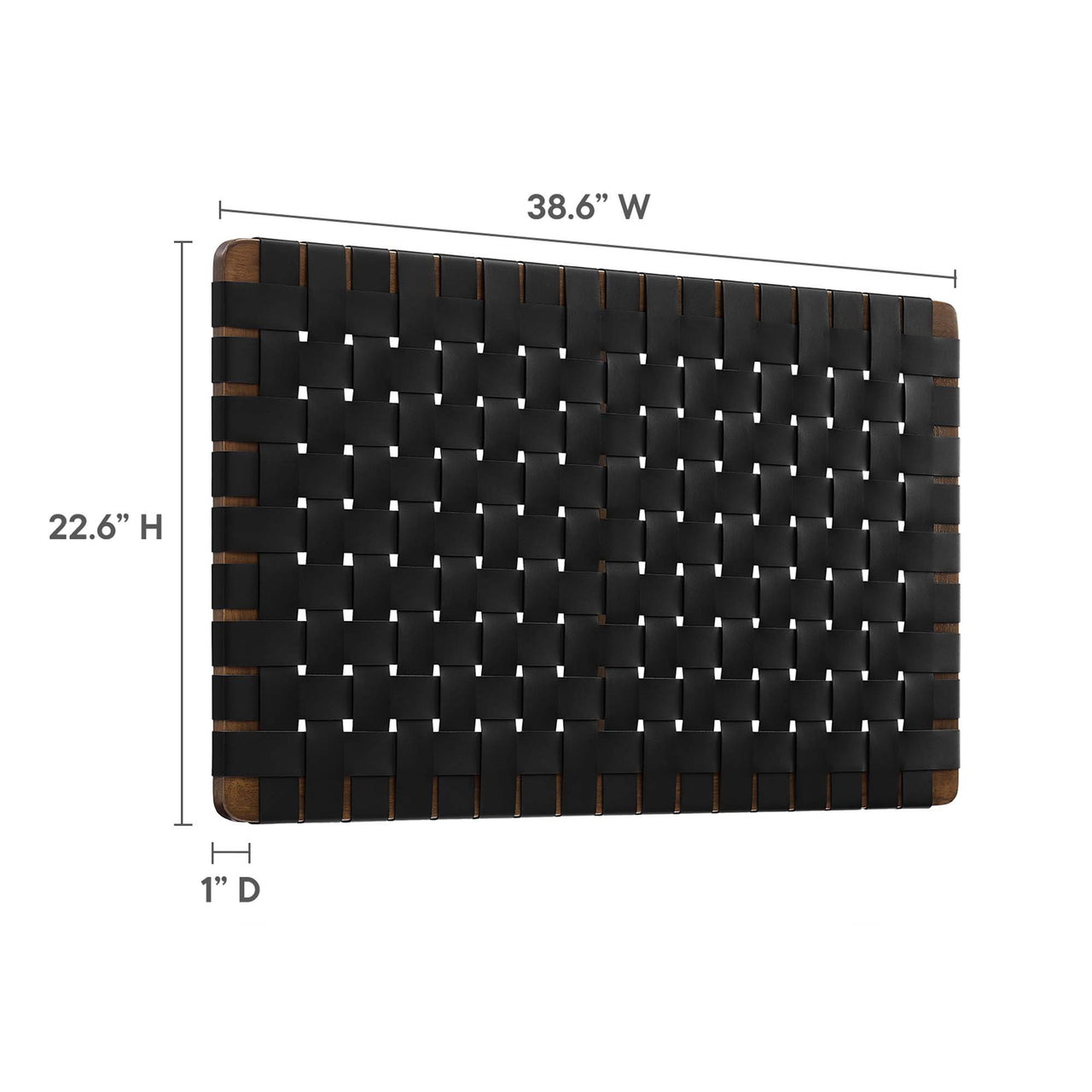 Bravura Floating Strapped Twin Headboard, Walnut & Black