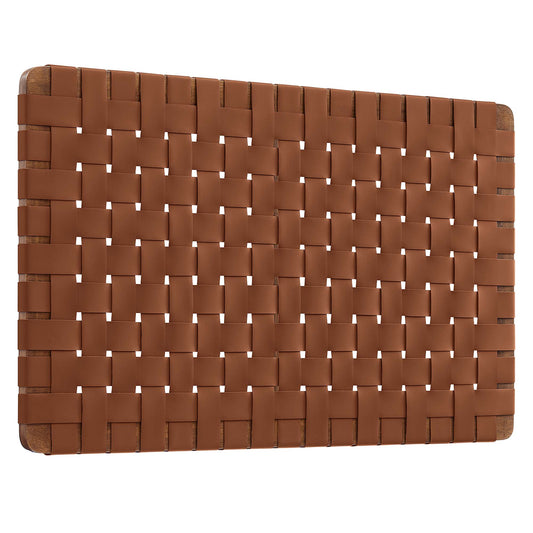 Bravura Floating Strapped Twin Headboard, Walnut & Brown