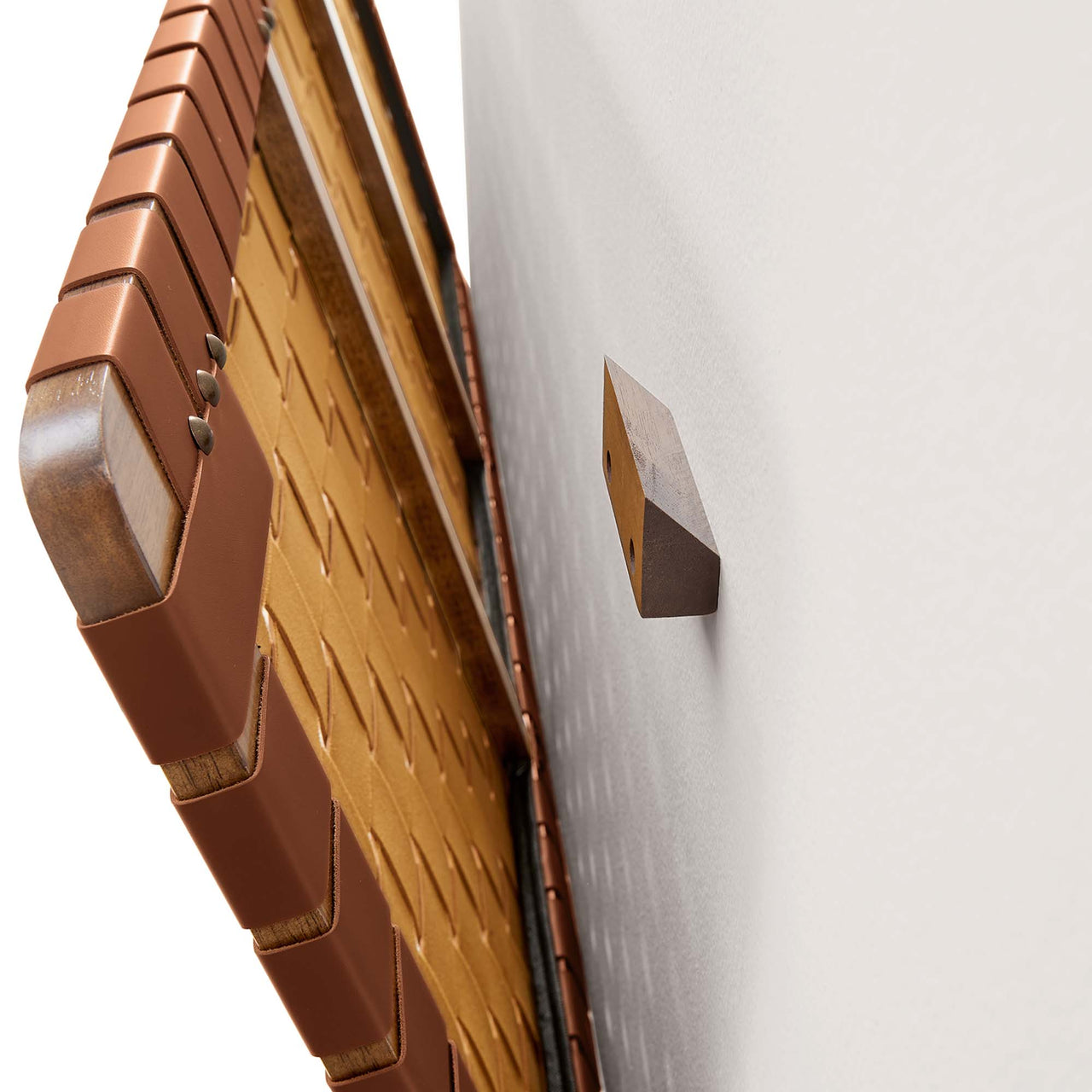 Bravura Floating Strapped Twin Headboard, Walnut & Brown