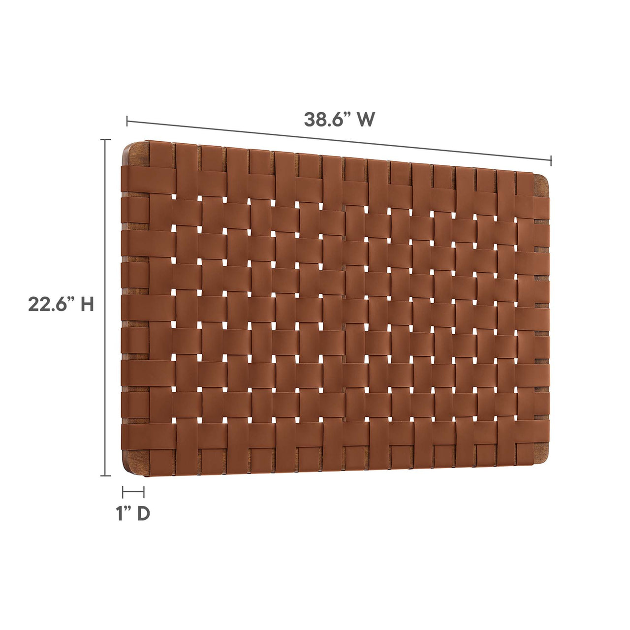 Bravura Floating Strapped Twin Headboard, Walnut & Brown
