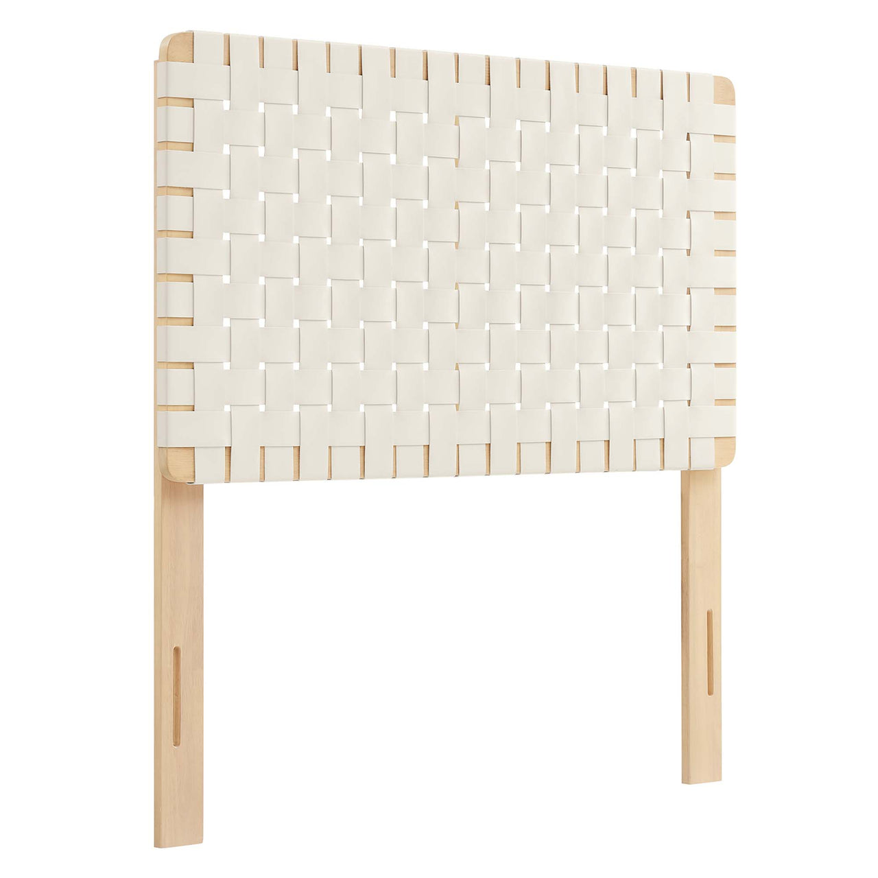 Bravura Strapped Twin Headboard, Natural Wood & Beige