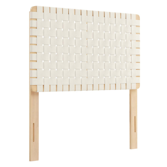 Bravura Strapped Twin Headboard, Natural Wood & Beige