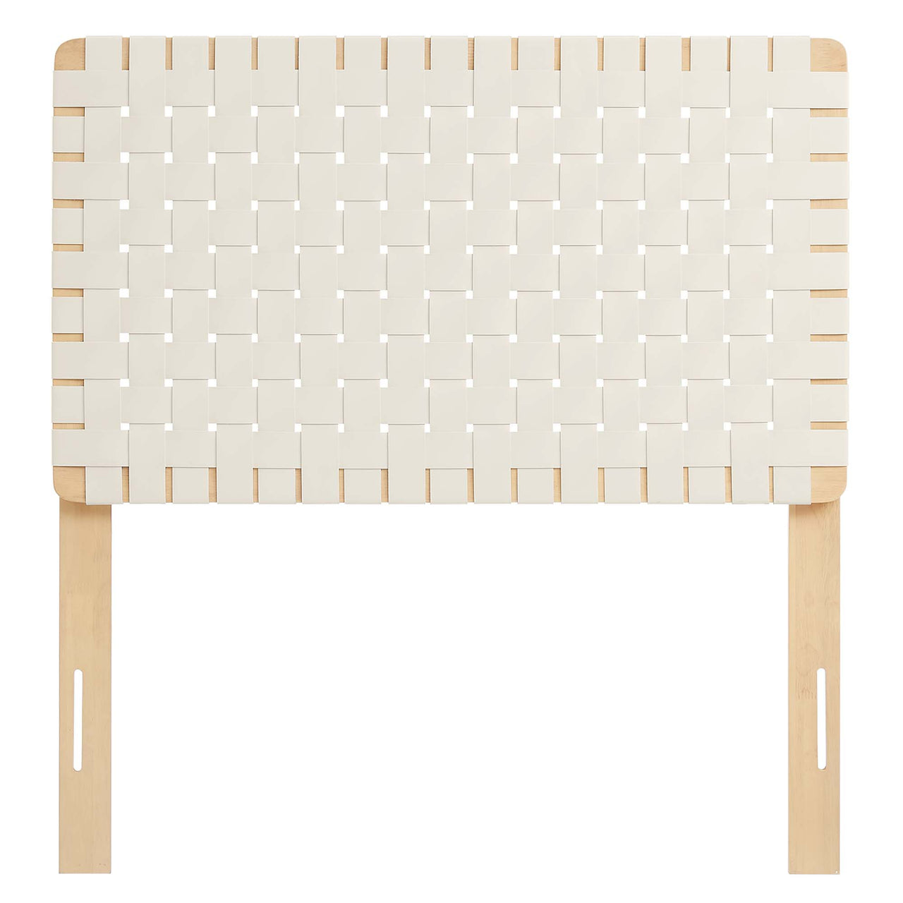 Bravura Strapped Twin Headboard, Natural Wood & Beige