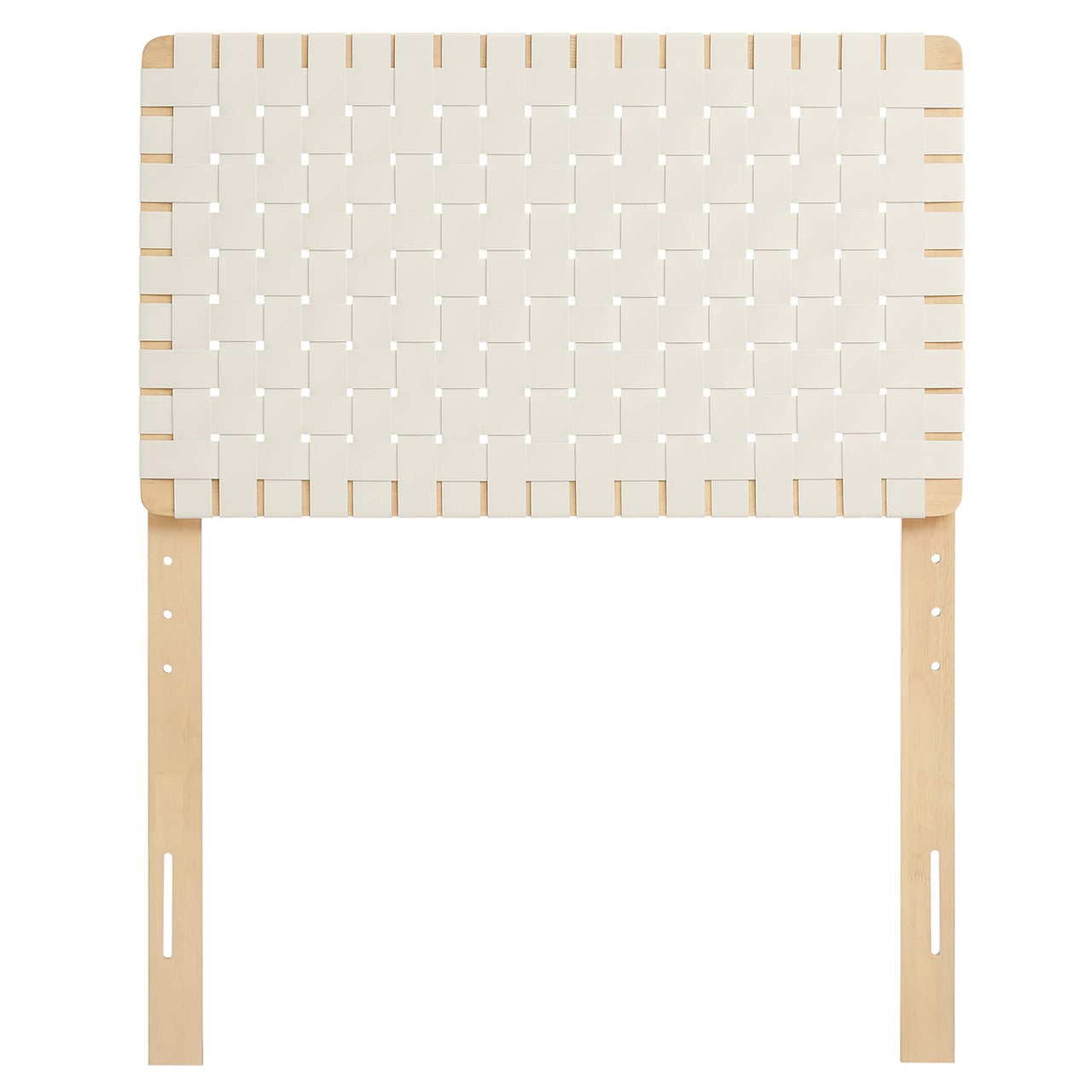 Bravura Strapped Twin Headboard, Natural Wood & Beige