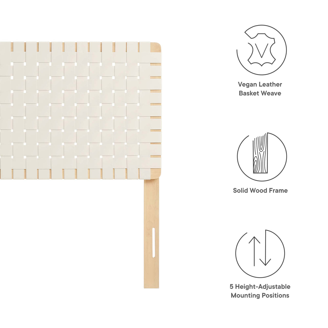 Bravura Strapped Twin Headboard, Natural Wood & Beige