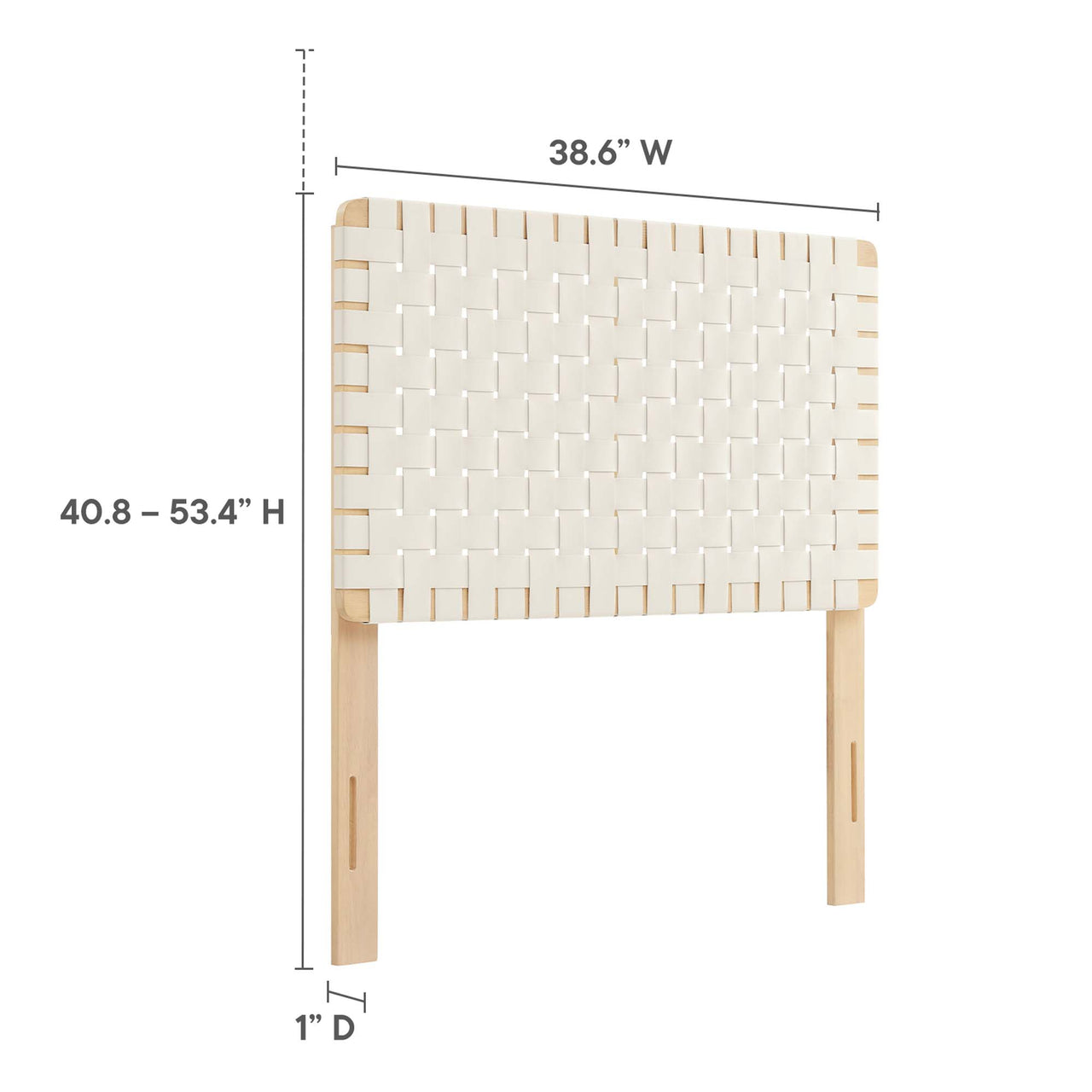 Bravura Strapped Twin Headboard, Natural Wood & Beige
