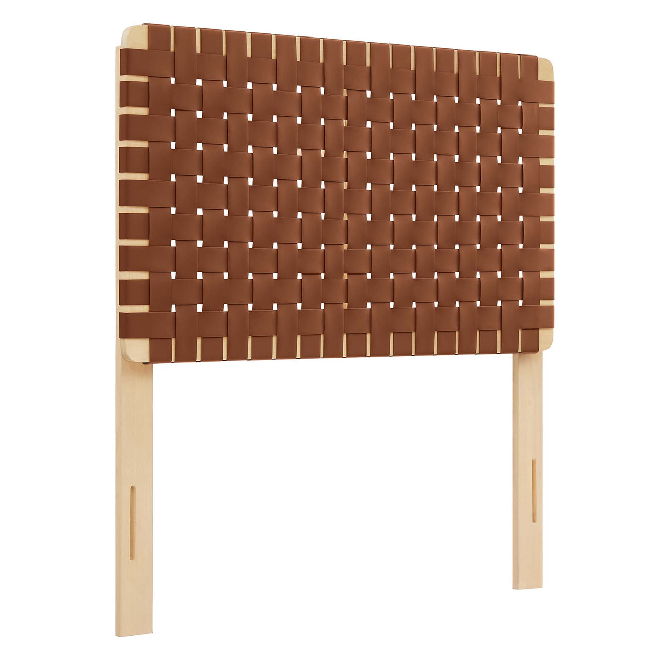 Bravura Strapped Twin Headboard, Natural Wood & Brown