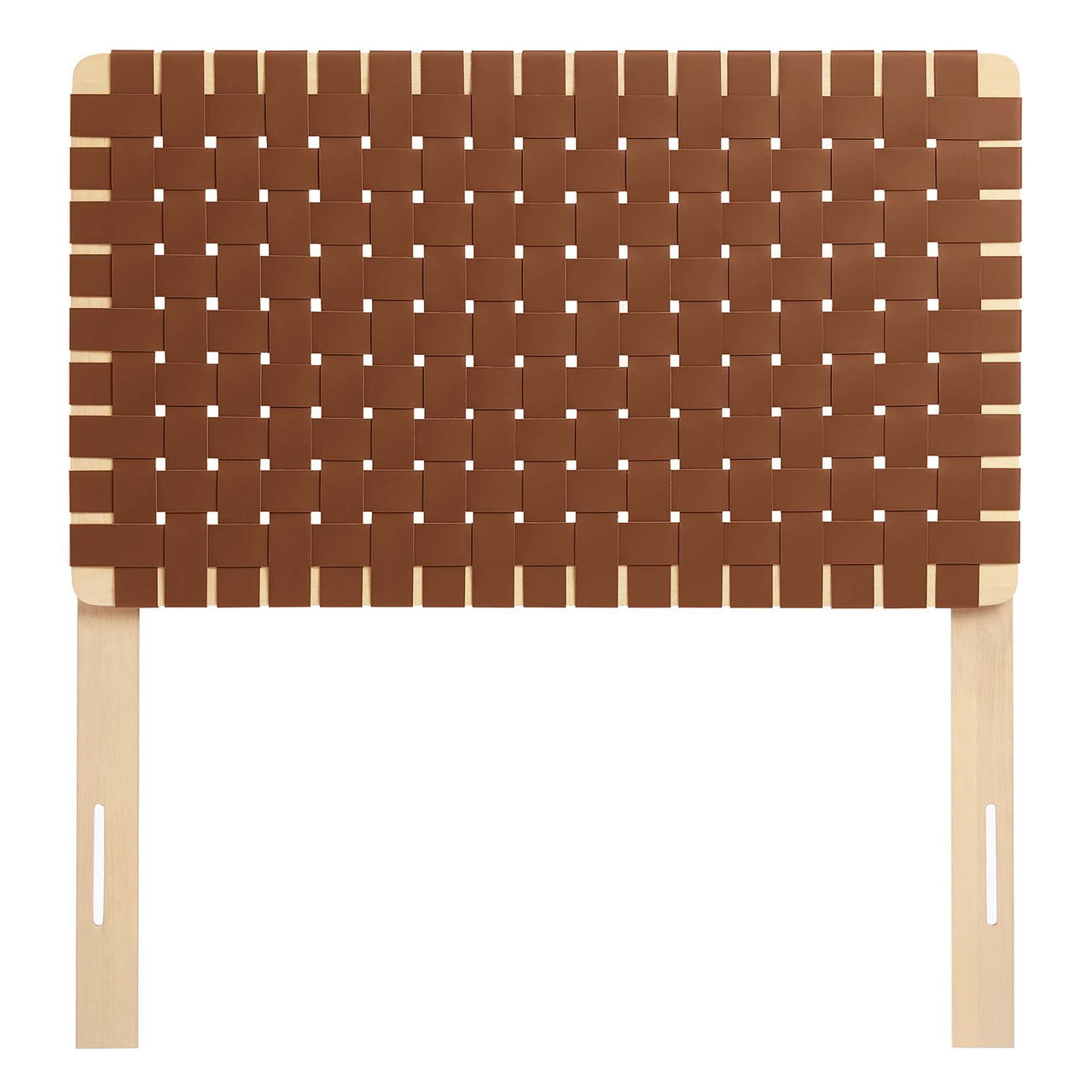 Bravura Strapped Twin Headboard, Natural Wood & Brown