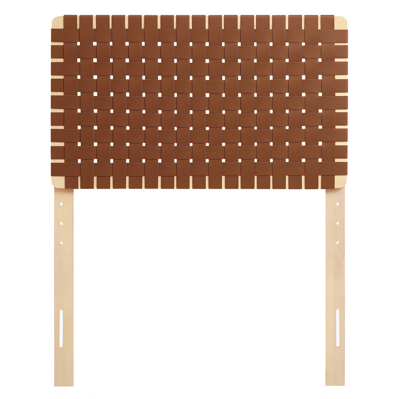Bravura Strapped Twin Headboard, Natural Wood & Brown