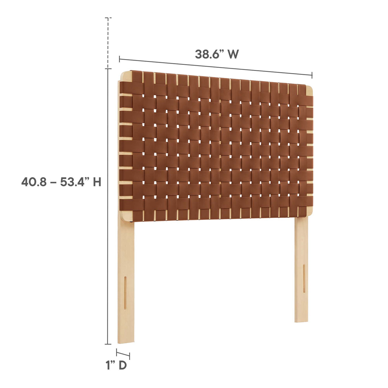 Bravura Strapped Twin Headboard, Natural Wood & Brown
