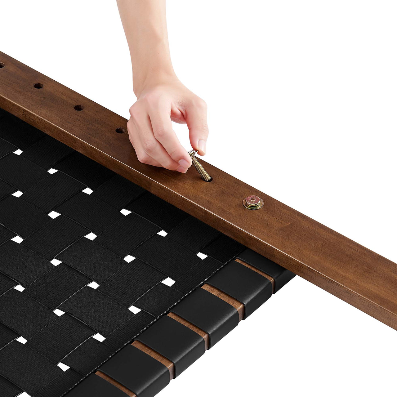 Bravura Strapped Twin Headboard, Walnut & Black