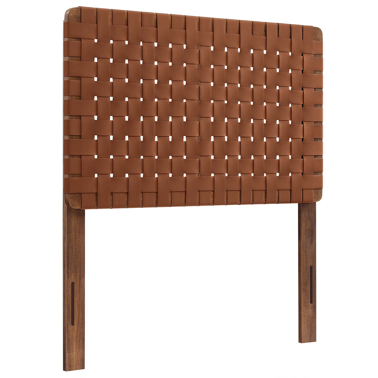 Bravura Strapped Twin Headboard, Walnut & Brown