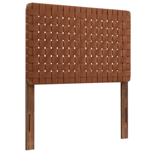 Bravura Strapped Twin Headboard, Walnut & Brown