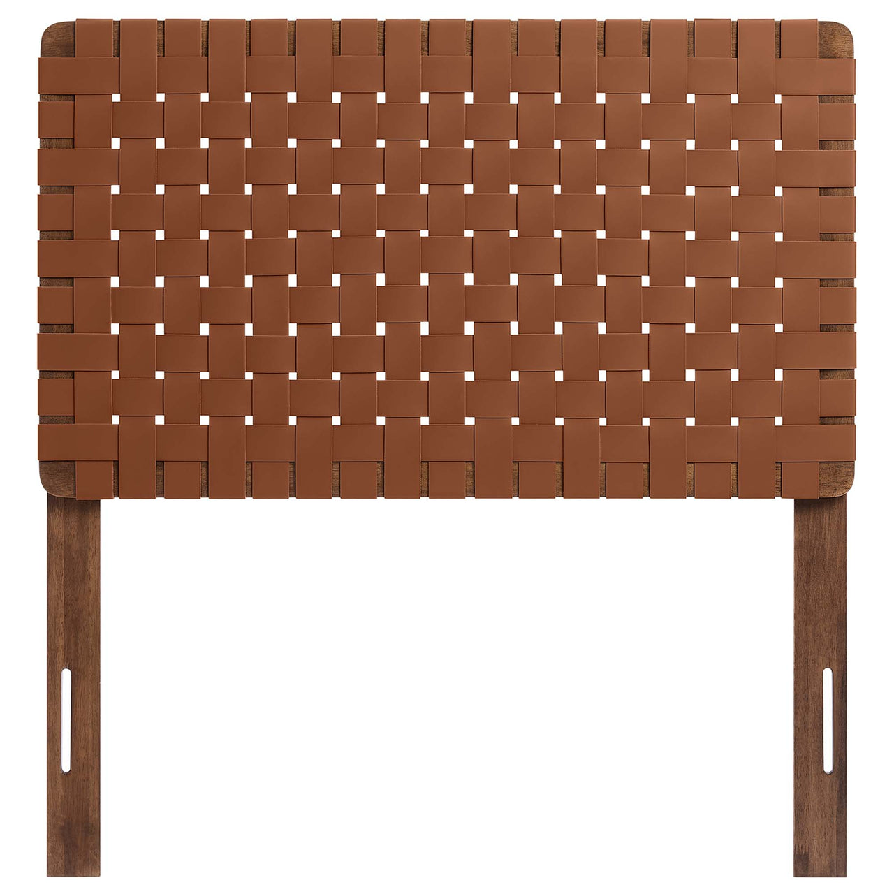 Bravura Strapped Twin Headboard, Walnut & Brown