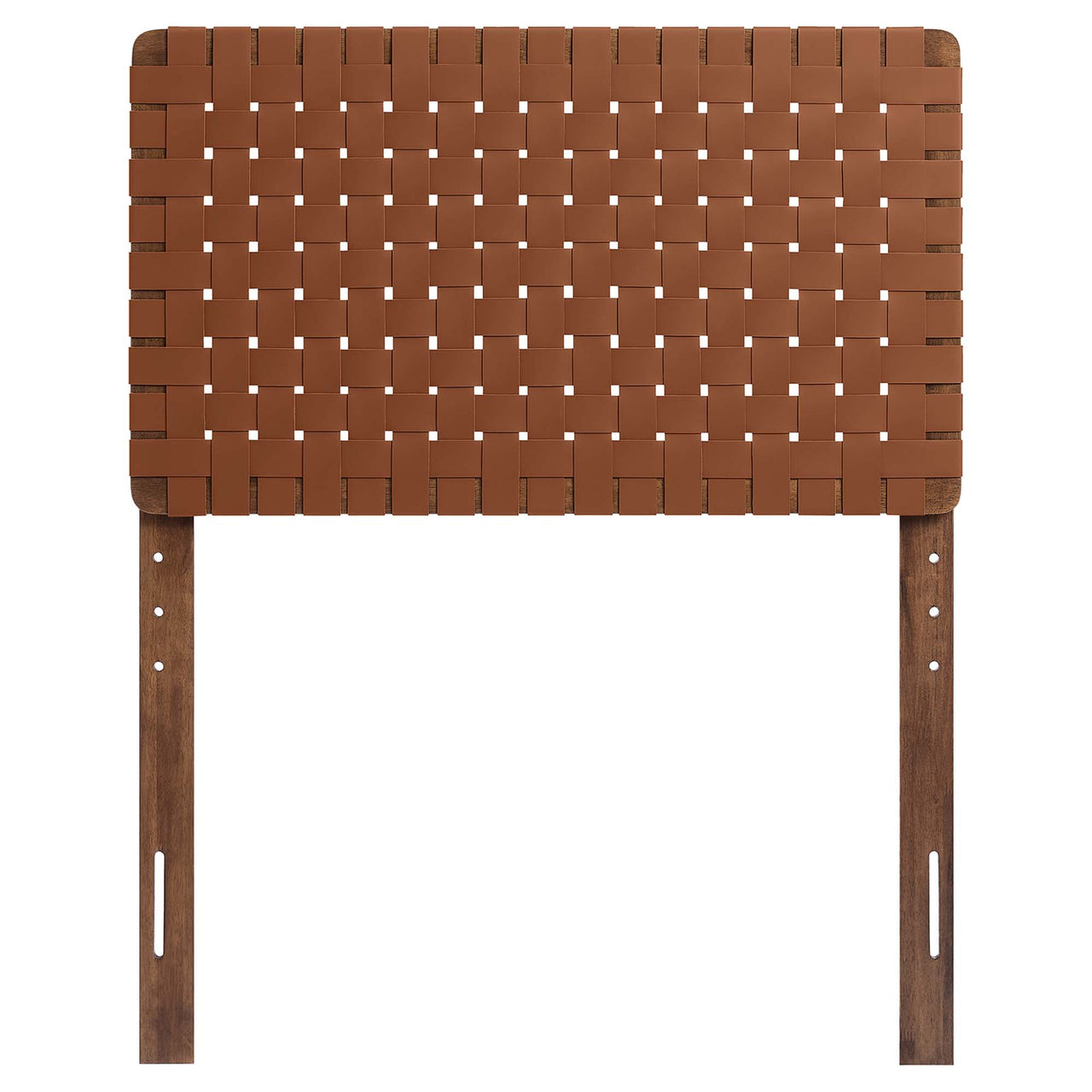 Bravura Strapped Twin Headboard, Walnut & Brown