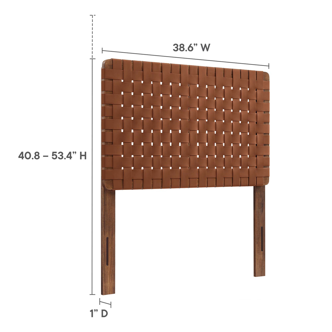 Bravura Strapped Twin Headboard, Walnut & Brown
