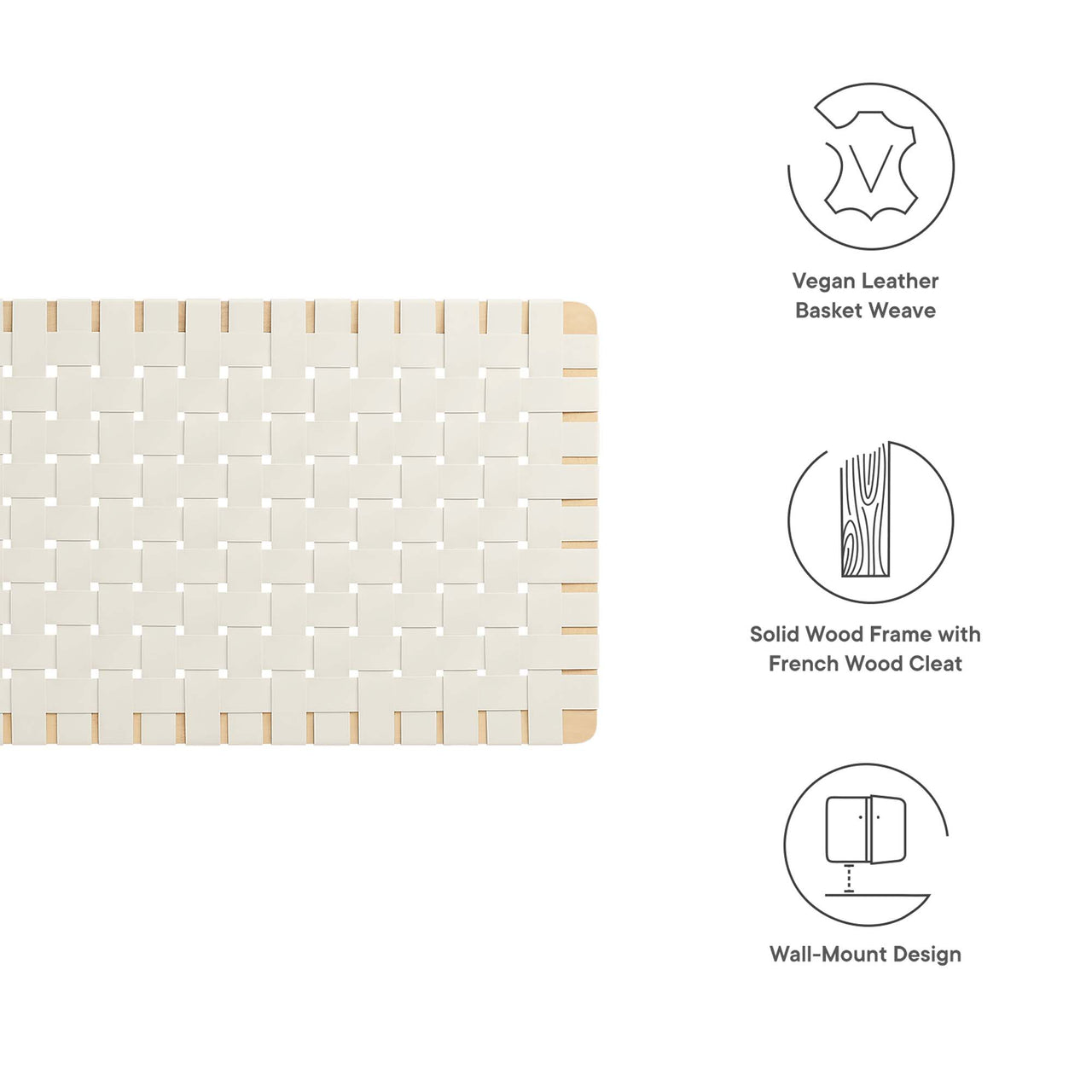 Bravura Strapped Full Headboard, Natural Wood & Beige