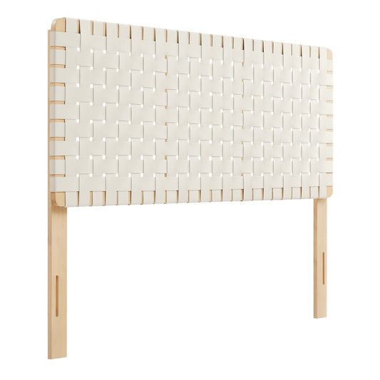 Bravura Strapped Full Headboard, Natural Wood & Beige