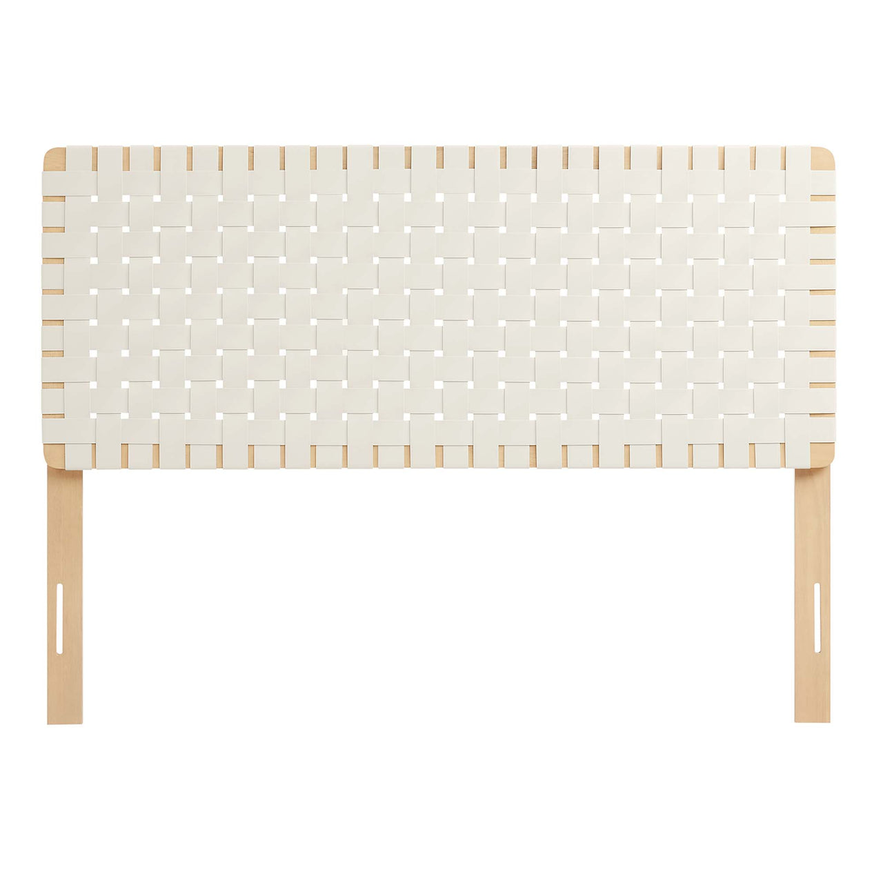 Bravura Strapped Full Headboard, Natural Wood & Beige