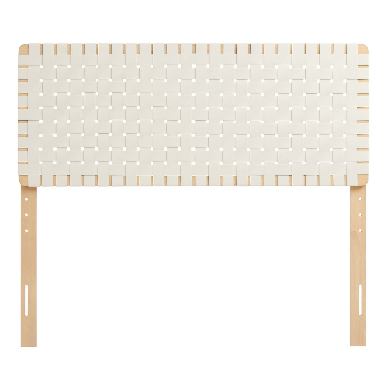 Bravura Strapped Full Headboard, Natural Wood & Beige